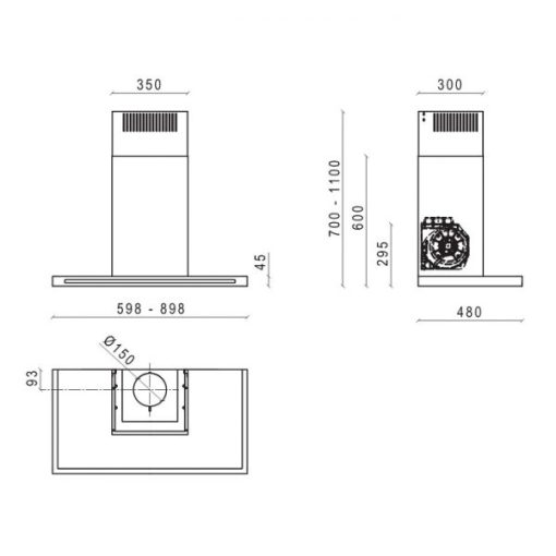 Máy Hút Mùi Dudoff đảo kết hợp trang trí Lumina Isola 90B - 5
