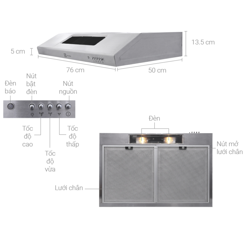 Máy hút mùi cổ điển Electrolux EFT7516X - 27 Máy hút mùi cổ điển Electrolux EFT7516X