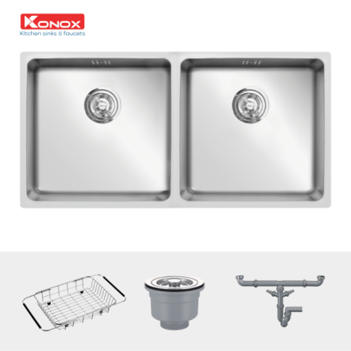 CHẬU RỬA CHÉN BÁT KONOX KN7544DUB Siphon, giá úp bát inox - 5