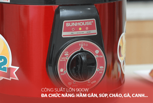 Nồi Áp Suất Điện Đa Năng Sunhouse DNDSHD1552 - 5L (Đỏ Đen) - 9