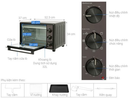 Lò nướng Electrolux EOT3218XG 32 lít - 3