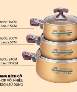 Bộ nồi Anod Sunhouse SH6634 - 16 Bộ nồi Anod Sunhouse SH6634 - 15