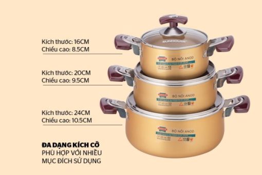 Bộ nồi Anod Sunhouse SH6634 - 5