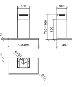 MÁY HÚT MÙI ÁP TƯỜNG DUDOFF TECNA 90SGB - 10 MÁY HÚT MÙI ÁP TƯỜNG DUDOFF TECNA 90SGB - 9