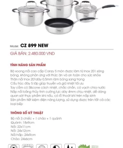 Bộ nồi Canzy CZ 899 - 9 Bộ nồi Canzy CZ 899