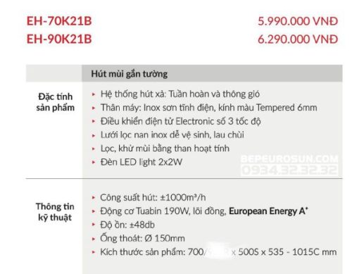 Máy Hút Mùi Eurosun EH-90K21B - 40