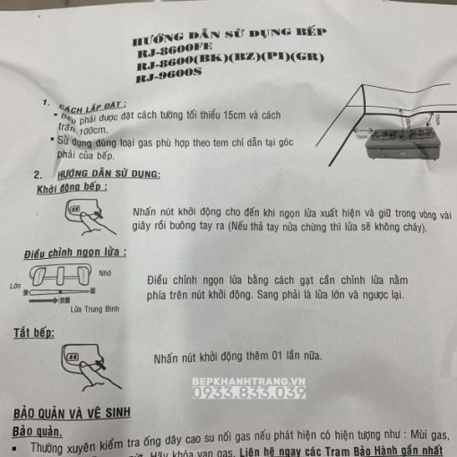 Bếp Gas Rinnai RJ-9600E(NHAT) - 7