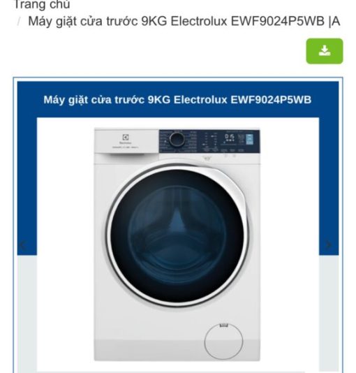 MÁY GIẶT 9KG Electrolux EWF9024P5WB CỬA TRƯỚC |A - 1