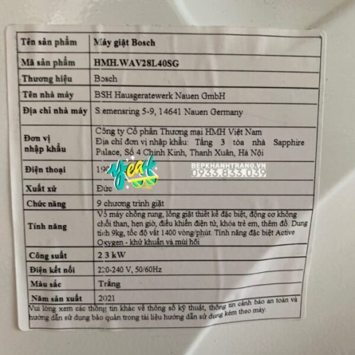 Máy Giặt Bosch HMH.WAV28L40SG Series 8 - ActiveOxygen Diệt Khuẩn - 2021 - 115