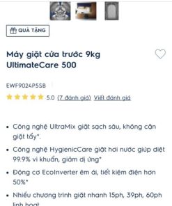 Máy giặt cửa trước 8kg UltimateCare 500 Electrolux EWF8024P5SB - 87