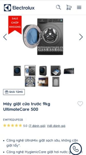 Máy giặt cửa trước 9kg UltimateCare 500 Electrolux EWF9024P5SB - 107