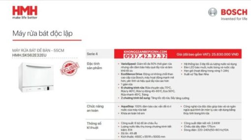 Máy Rửa Bát Để Bàn Bosch HMH.SKS62E32EU Series 4 - 11