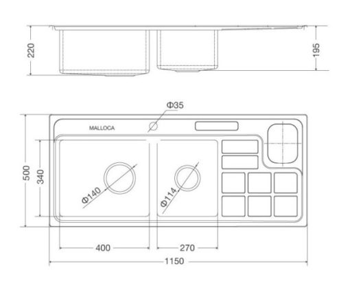 Chậu rửa chén Malloca MS 8817 - 3