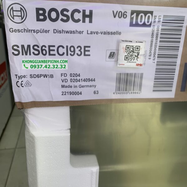 MÁY RỬA BÁT ĐỘC LẬP BOSCH HMH.SMS6ECI93E - 60CM SERIES 6 MADE IN GERMANY - 510