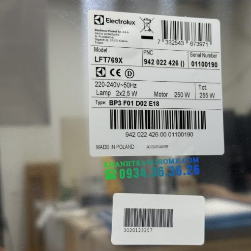 Máy hút mùi bằng thép không gỉ dạng ống 90cm Electrolux LFT769X - 37