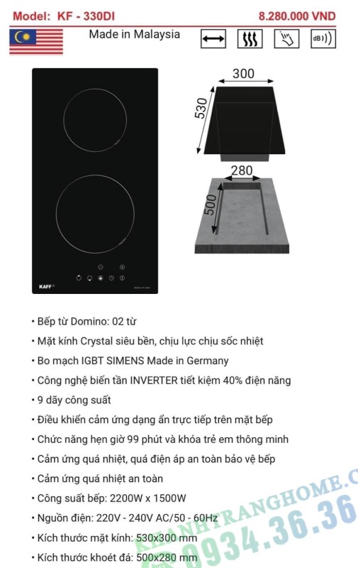 Bếp Domino Từ KAFF KF-330DI - 35