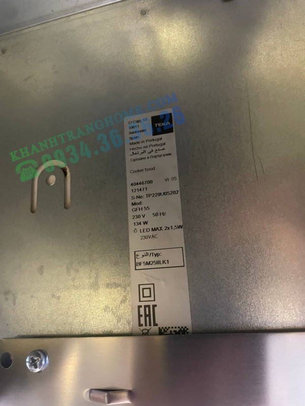 Máy Hút Mùi Âm tủ Teka GHF 55 |40446700 nhập khẩu BỒ ĐÀO NHA - 40