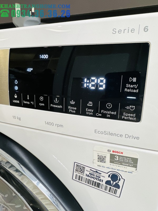 MÁY GIẶT BOSCH WGG254A0SG SERIE 6 KHỐI LƯỢNG GIẶT 10KG CÔNG NGHÊ I-DOS THÔNG MINH - 278 MÁY GIẶT BOSCH WGG254A0SG SERIE 6 KHỐI LƯỢNG GIẶT 10KG CÔNG NGHÊ I-DOS THÔNG MINH - 277