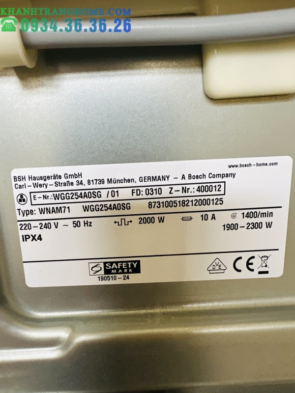 MÁY GIẶT BOSCH WGG254A0SG SERIE 6 KHỐI LƯỢNG GIẶT 10KG CÔNG NGHÊ I-DOS THÔNG MINH - 288 MÁY GIẶT BOSCH WGG254A0SG SERIE 6 KHỐI LƯỢNG GIẶT 10KG CÔNG NGHÊ I-DOS THÔNG MINH - 287