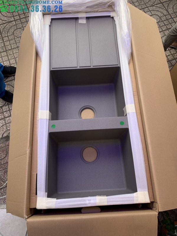 Chậu đá Malloca Titanium K-50073 / Màu xám / Phủ nano kháng khuẩn - 43