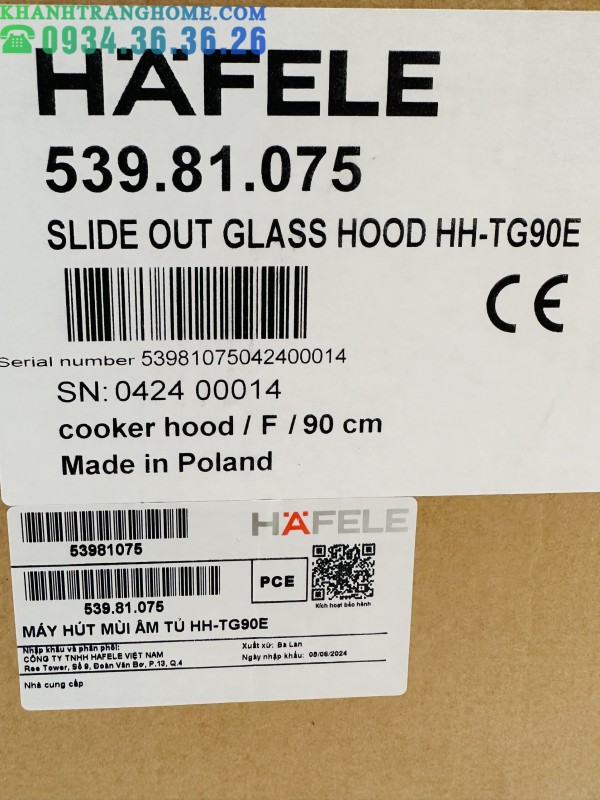 Máy hút mùi âm tủ Hafele HH-TG90E 539.81.075 - 190