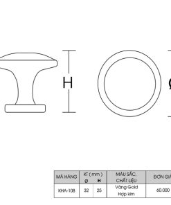 Tay nắm tủ GRÖß tròn Φ32*H25 mm màu vàng gold KHA-108 Grob - 5