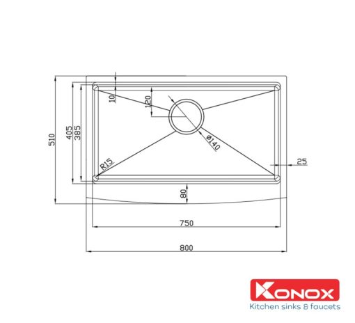 CHẬU RỬA BÁT KONOX KN8051AS Curve