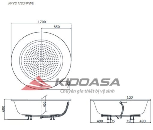 Bồn tắm massage sục khí TOTO PPYD1720HPWE/NTP003E - 3