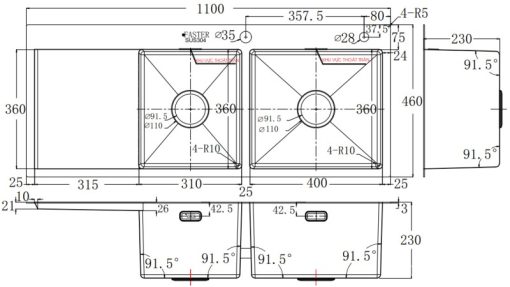 CHẬU RỬA BÁT FASTER FS 11046HLS