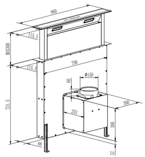 MÁY HÚT MÙI ÂM KỆ DOWN DRAFF GLASS FASTER FS 90HFB