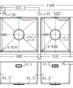 Chậu rửa bát FASTER FS 11046HMS - 4 CHẬU RỬA BÁT FASTER FS 11046HMS