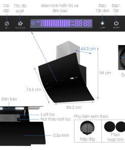 Máy hút mùi Pramie kính vát vẫy tay DE19-900
