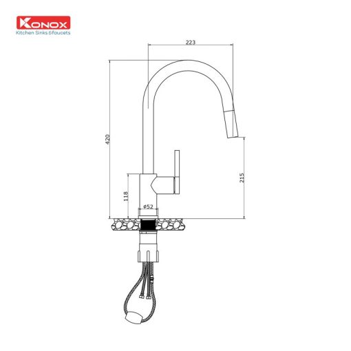 VÒI RỬA BÁT DÂY RÚT KONOX ALTO CHROME
