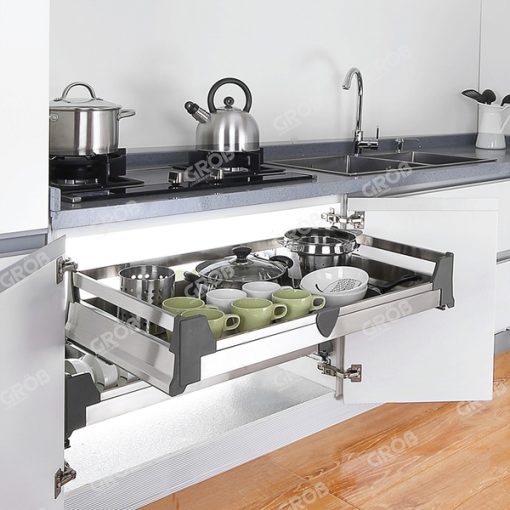 KỆ ĐỰNG XOONG NỒI INOX HỘP (LẮP ÂM TỦ) Grob - 1