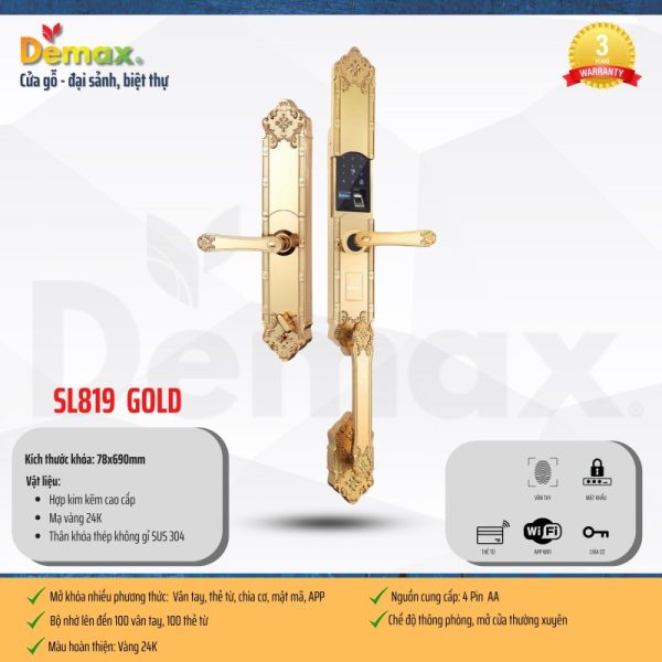 Khóa thông minh DEMAX SL819 GOLD tiêu chuẩn Đức - 5