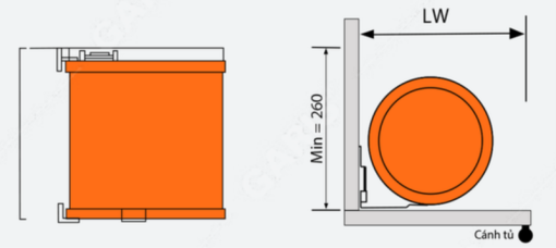 Thùng rác tròn inox 7 lít cánh mở GARIS GW05.07 - 3