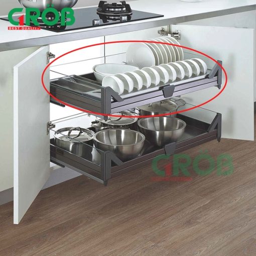 Giá để bát đĩa inox hộp vách kính Grob - 7