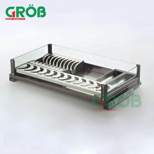 Giá để bát đĩa inox hộp vách kính Grob - 3