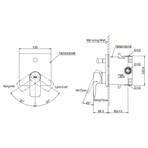 Van điều chỉnh nóng lạnh GA TOTO TBG04304B/TBN01001B - 3