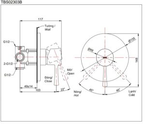 Van điều chỉnh nóng lạnh LN TOTO TBS02303B - 5