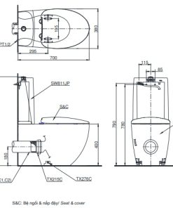Bồn cầu 2 khối TOTO CW811PJWS/SW811JPW - 5