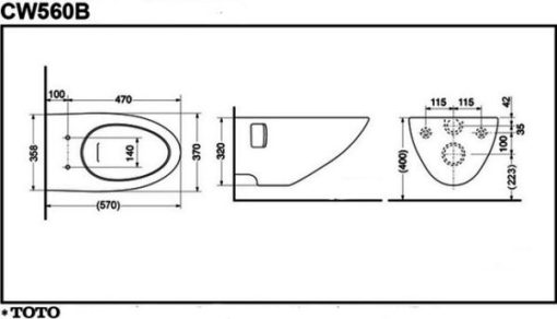 Bồn cầu treo tường TOTO CW560B - 3