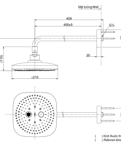 Bát sen gắn tường 2 chế độ massage TOTO TBW02004A - 5