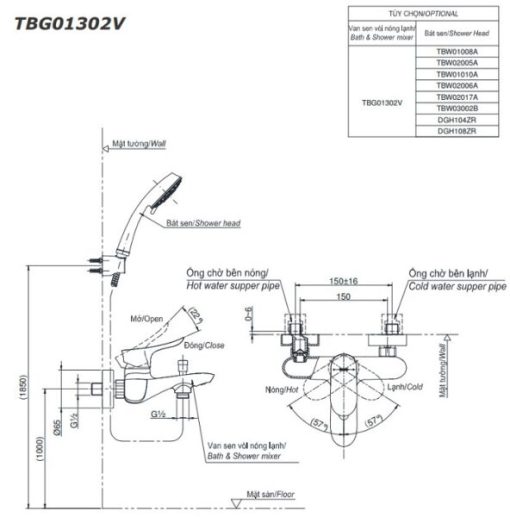 Bộ trộn nóng lạnh TOTO TBG01302V - 3