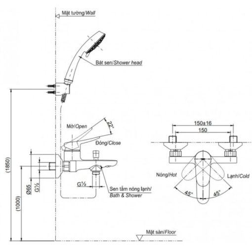 Bộ trộn nóng lạnh TOTO TBS04302V - 3