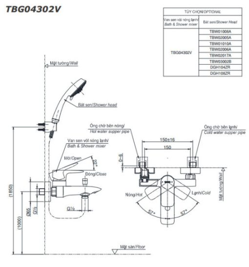 Bộ trộn nóng lạnh TOTO TBG04302V - 3
