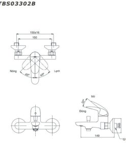 Bộ trộn nóng lạnh TOTO LC TBS03302V - 5