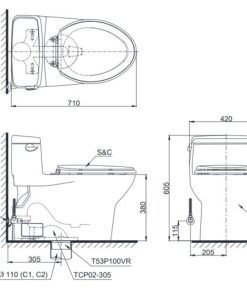 Bồn cầu 1 khối TOTO MS884T3 - 6