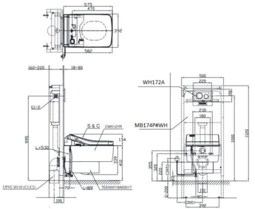 Bồn cầu treo tường TOTO CW512YR/ 9AE0017/ TC501CVK - 3
