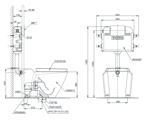 Bồn cầu đặt sàn TOTO CW681/TC375CVK – Thân + Nắp - 3
